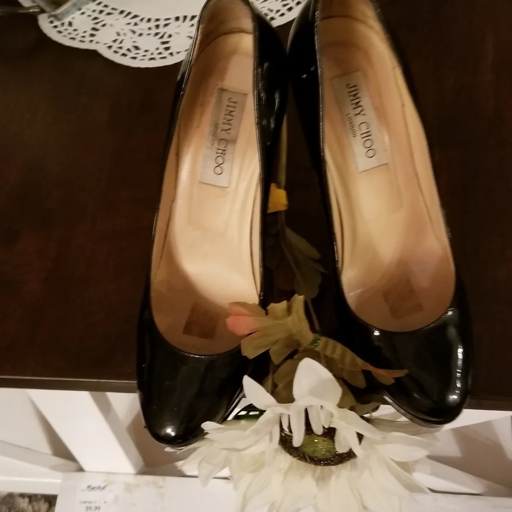 Jimmy Choo Black Patent Leather Platform Heels 9 - Picture 6 of 16